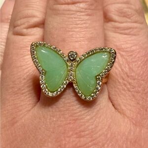 Joy Dravecky Green Butterfly Ring Size 8